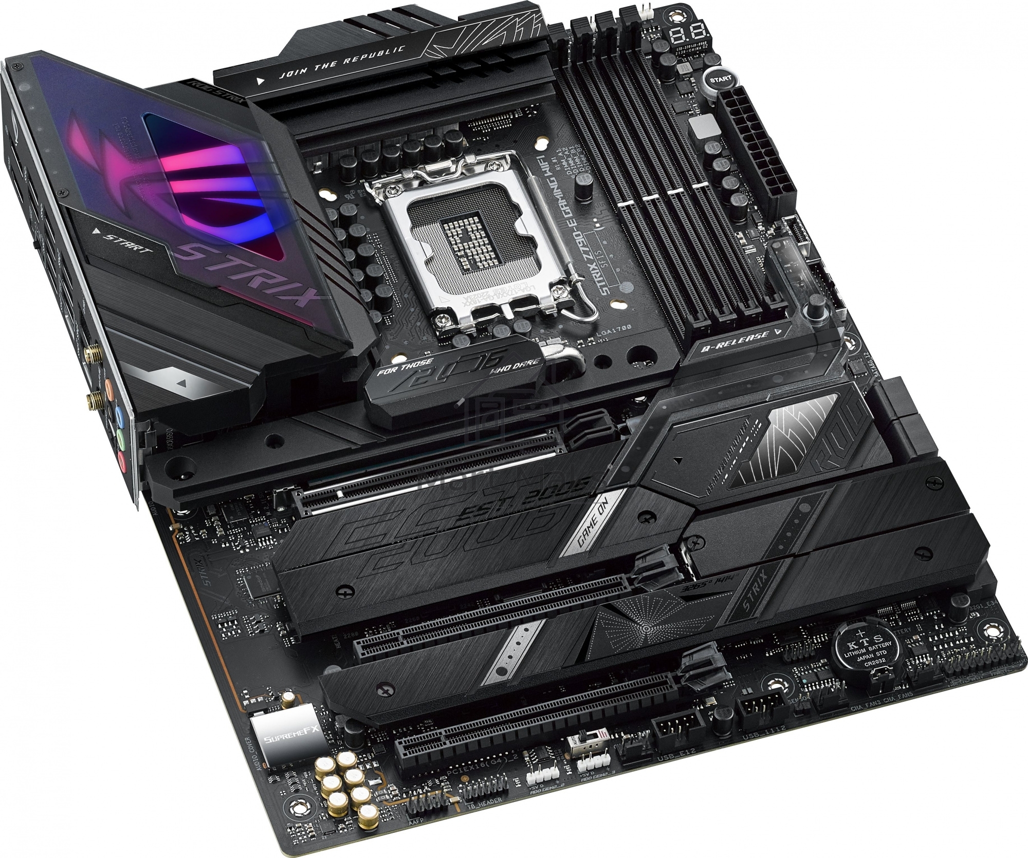Материнская плата ASUS ROG STRIX Z790-E GAMING WIFI, LGA 1700, Intel Z790, 4xDDR5, 4xSATA, 5xM.2, 1xPCIe 5.0 x16, 2xPCIe 4.0 x4, 1xHDMI, 1xDP, 1x 2.5Gb LAN, 6xUSB-A 3.2 Gen 2, 4xUSB-A 3.2 Gen 1, 5x3.5 мм, 7.1, Standard-ATX