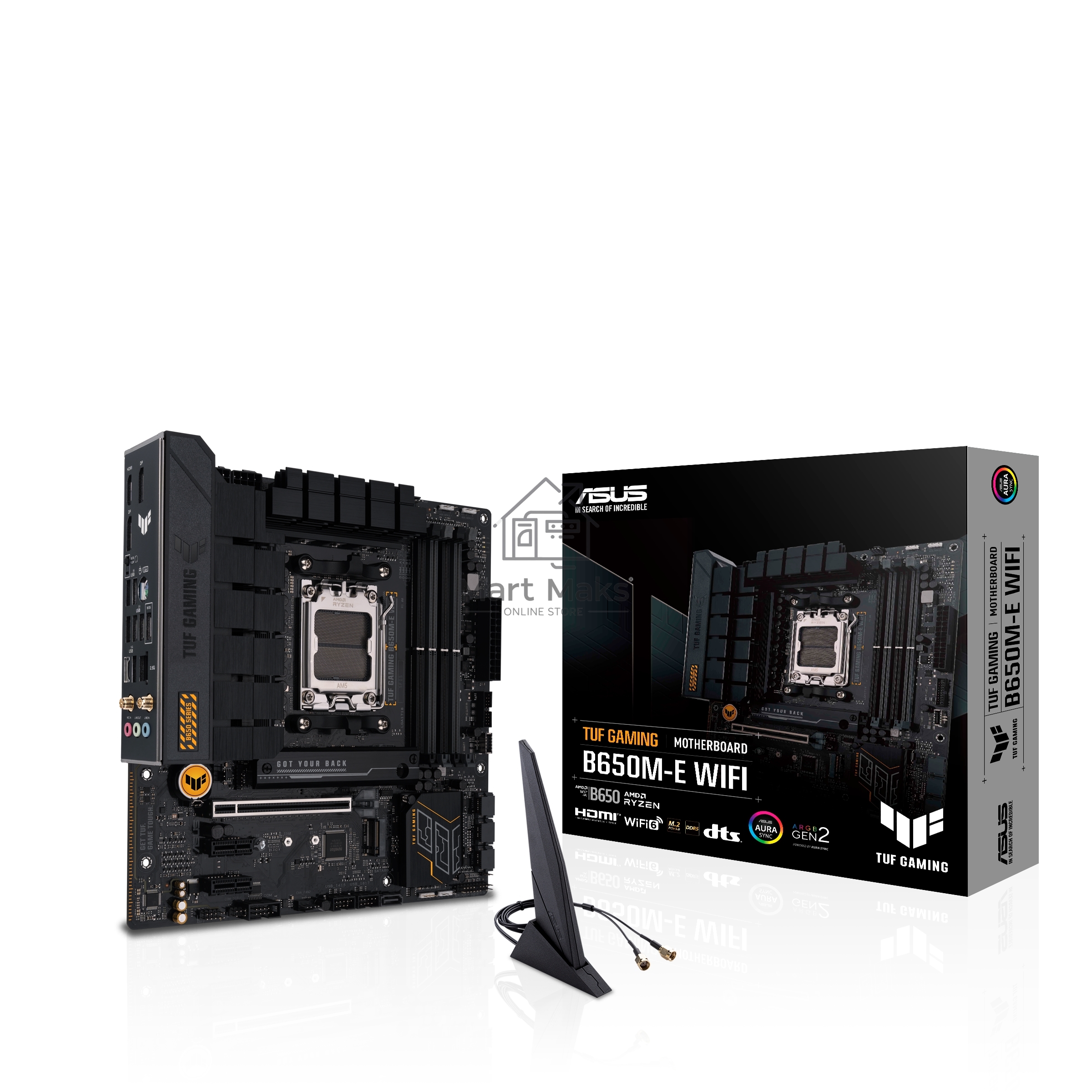 Материнская плата ASUS TUF GAMING B650M-E WIFI, AM5, AMD B650, 4xDDR5, 4xSATA, 2xM.2, 1xPCI-E 4.0 x16, 2xPCI-E x1, 2xDP, 1xHDMI, 1x 2.5Gb LAN, 1xUSB-A 3.2 Gen 2, 2xUSB-A 3.2 Gen 1, 4xUSB 2.0, 1xUSB-C 3.2 Gen 2, 3x3.5 мм, 7.1, Micro-ATX