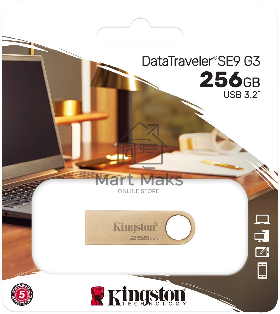 Флешка USB R/W Kingston 256GB DataTraveler SE9 DTSE9G3/256GB USB3.0 серебристый