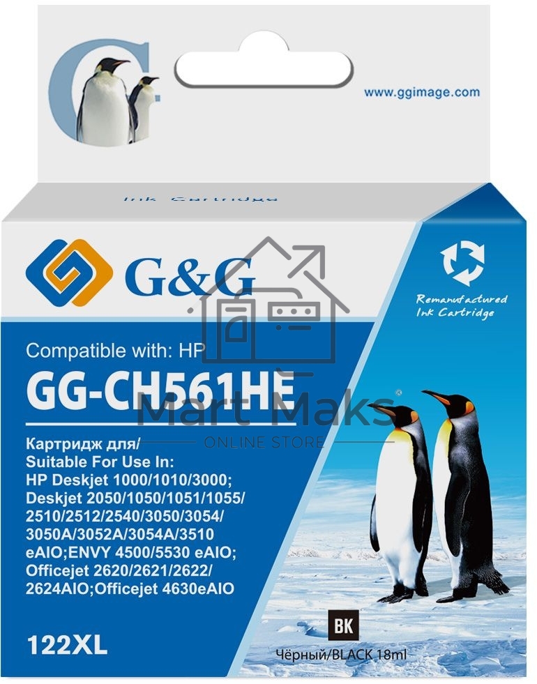 Картридж струйный G&G GG-CH561HE 122 черный (18мл) для HP DJ 1050A/2050A/3000