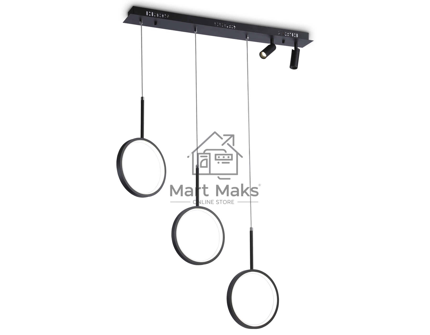 Светильник Ambrella light FL5278/3+2 BK черный 59W 3000K/4200K/6400K+4200K 800*20*1200 (ПДУ ИК)