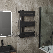 Полотенцесушитель дизайнерский электрический BAU Eastern Wind Black 80х50, подключение нижнее, черны