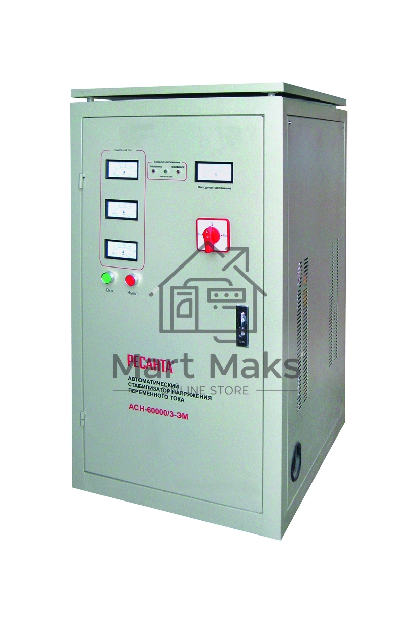 Стабилизатор напряжения Ресанта АСН-60000/3-ЭМ однофазный белый (63/4/10)