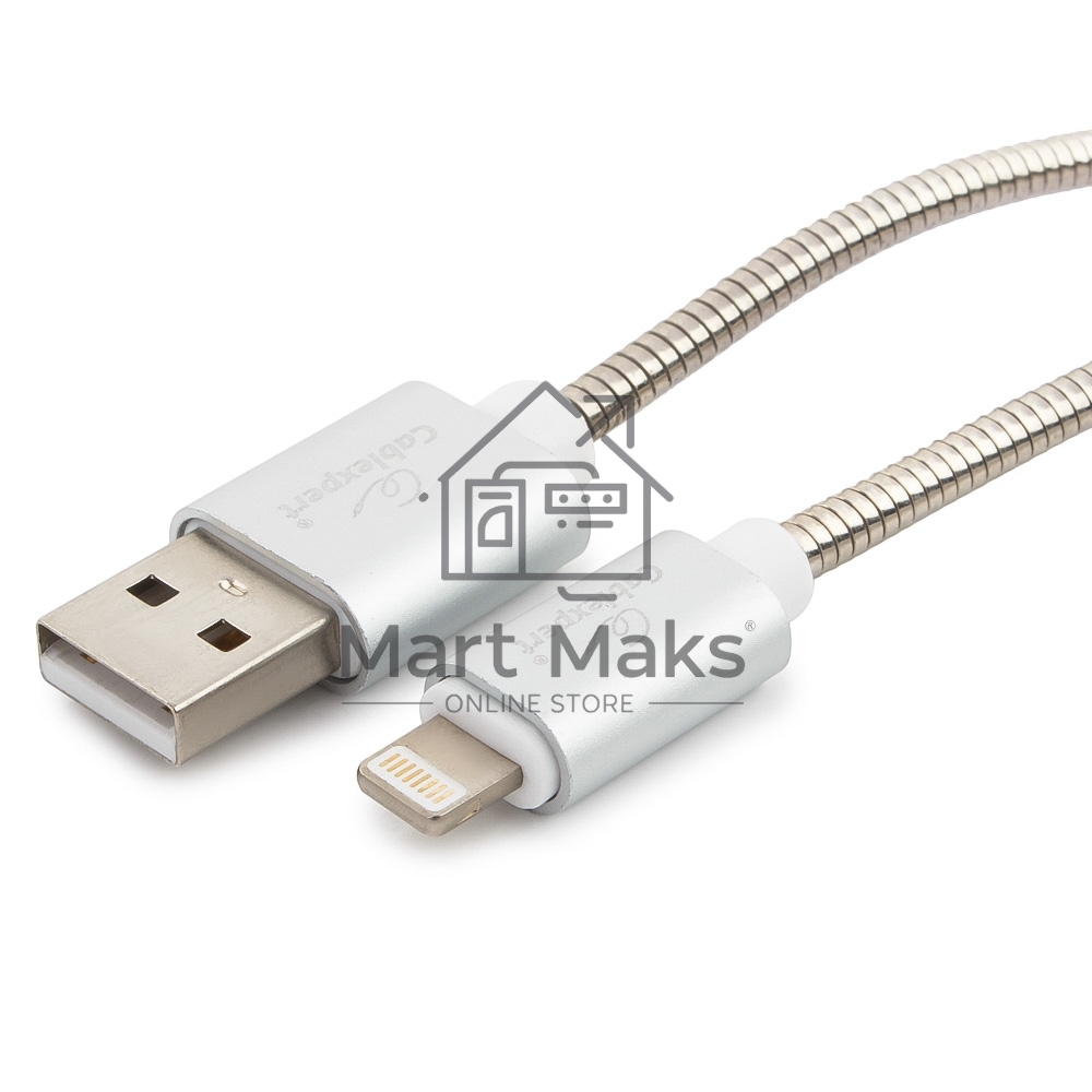 Кабель Cablexpert для Apple CC-G-APUSB02S-0.5M, AM/Lightning, серия Gold, длина 0.5м, серебро, блистер