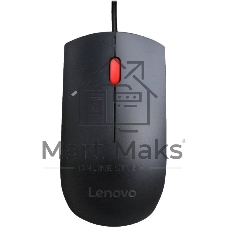 Мышь проводная Lenovo Essential черный, 1600 dpi, USB, кнопки - 3