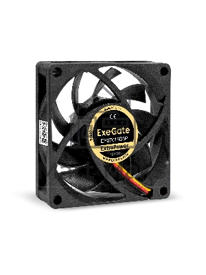 Вентилятор для корпуса ExeGate ExtraPower EP07015B3P черный, 70 мм, 3100 об/мин, 28 дБ, 3 pin