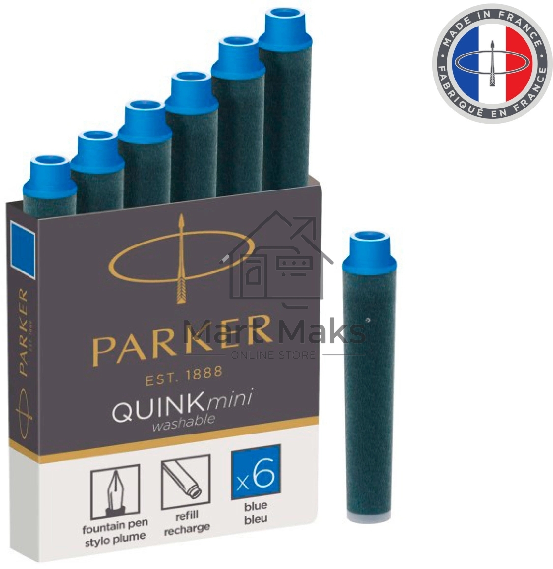 Картридж Parker Quink Z17 Mini (CW1950409) синие чернила, для ручек перьевых (6шт)