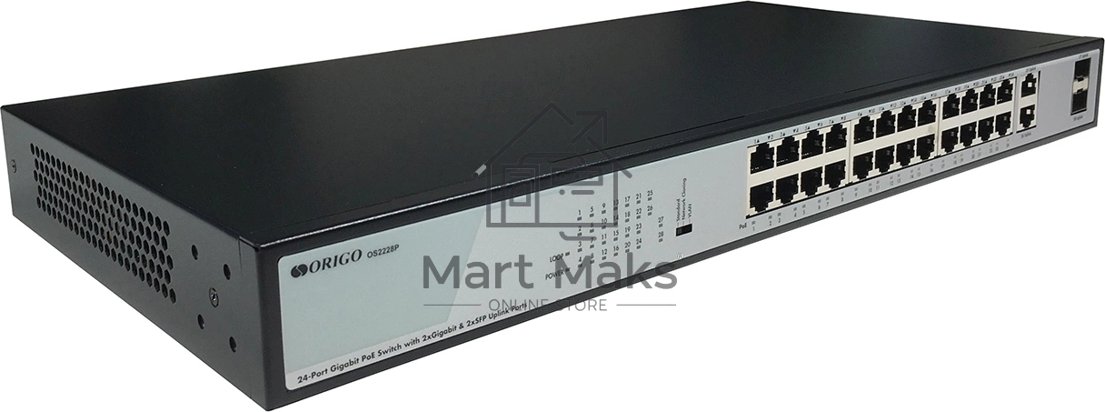 Коммутатор Origo OS2228P/370W OS2228P/370W/B1A (L2) 26x1Гбит/с 2SFP 24PoE+ 370W неуправляемый