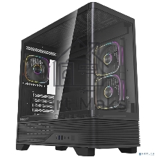 Корпус Powercase Vision Micro M6B, Curved Glass, Type-C, 3x 120mm ARGB PWM Fan, чёрный, mATX (CVMM6B-A3)