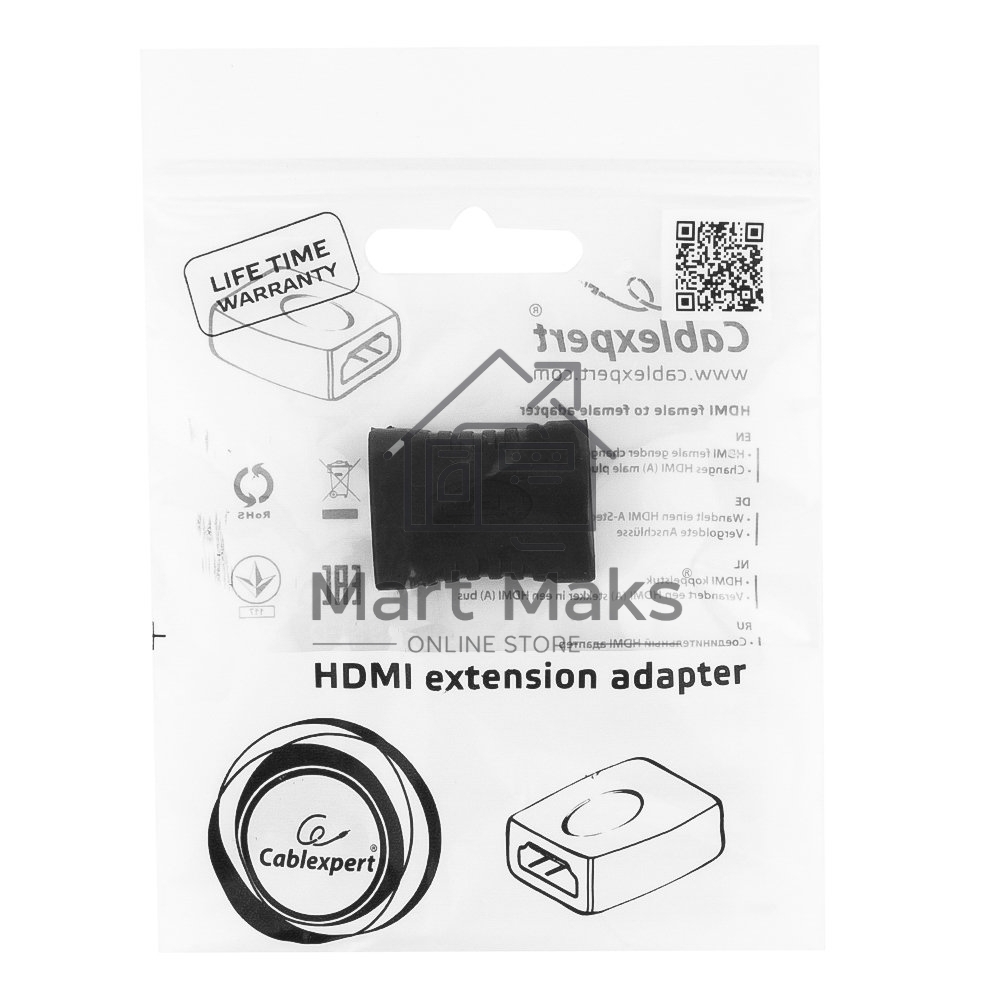 Переходник Gembird Переходник HDMI-HDMI 19F/19F, золотые разъемы, пакет A-HDMI-FF