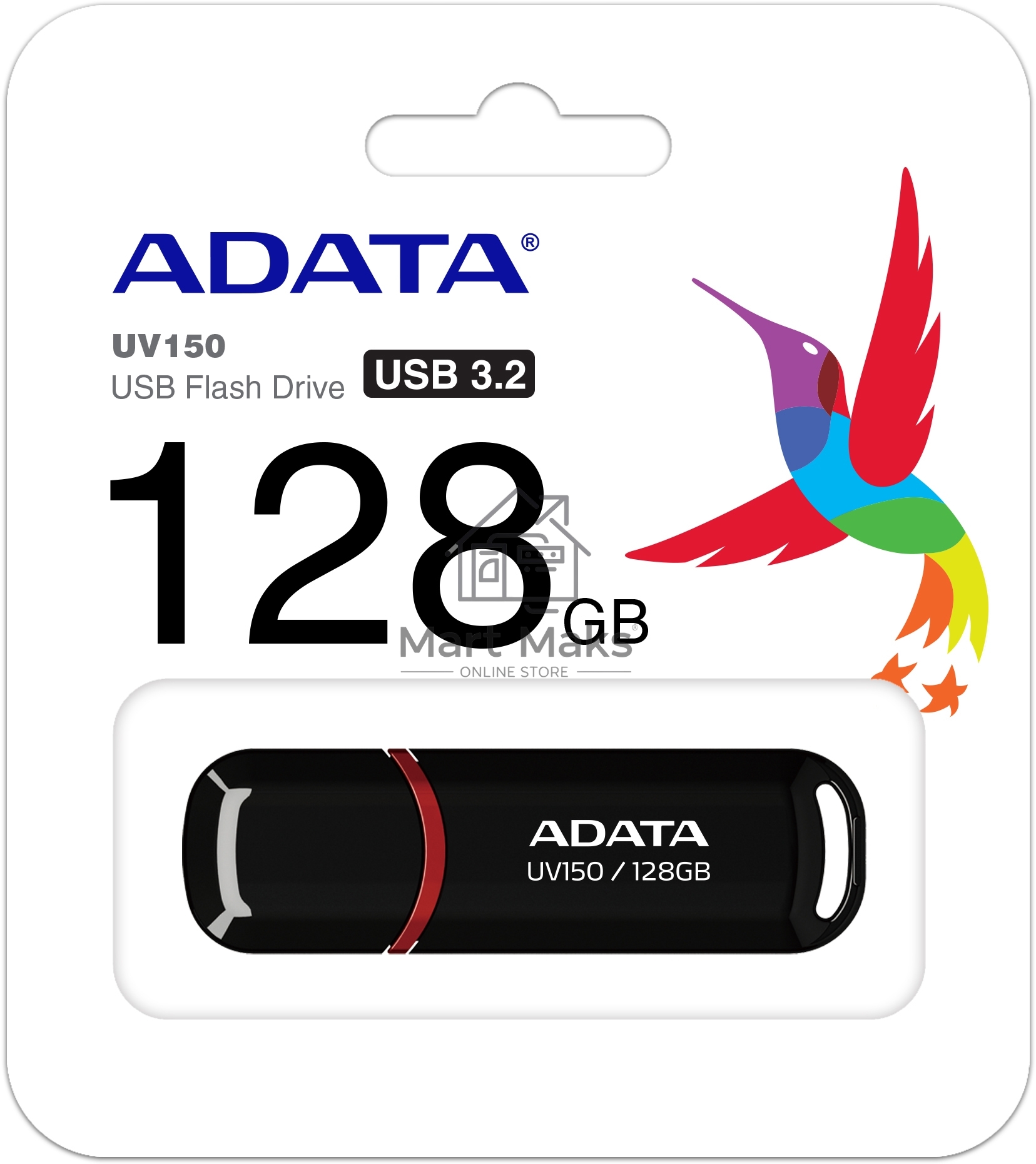 Флешка USB R/W R/W ADATA 128GB ADATA UV150, USB 3.0, черный