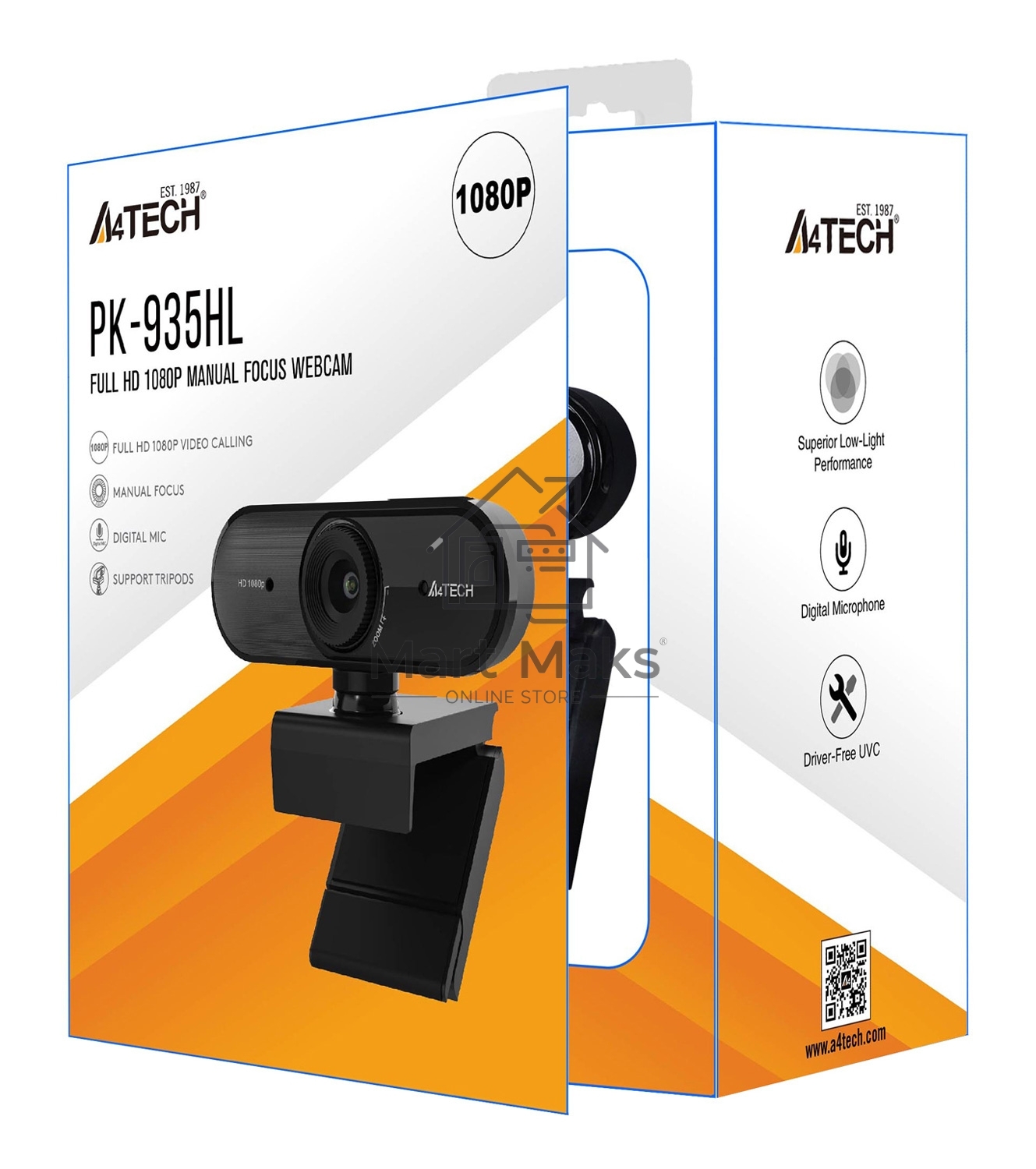 Камера Web A4 PK-935HL черный 2Mpix (1920x1080) USB2.0 с микрофоном