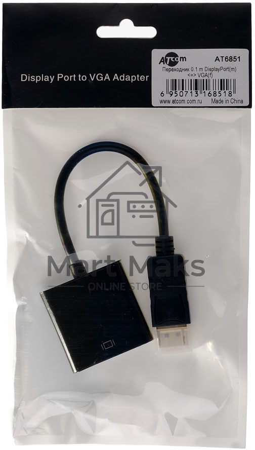 Переходник Atcom DisplayPort - VGA (AT6851) 0.1 м