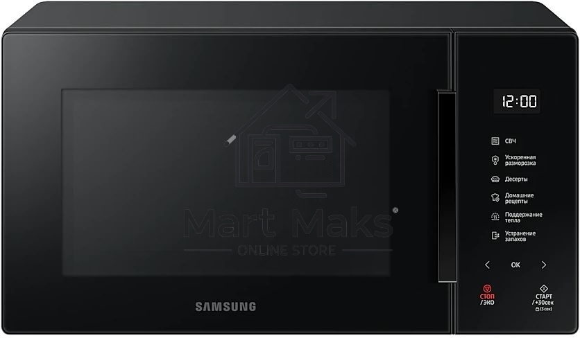 Микроволновая печь Samsung MS23T5018AK/BW черный, 23 л, 800 Вт, переключатели - сенсор