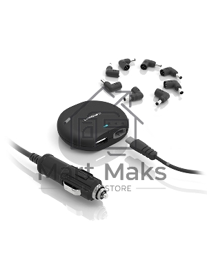 Зарядное устройство для ноутбука CROWN USB CMLC-3294 черный (Автомобильное 12V, 90W 15-20V, порт USB 5V 2.1A)