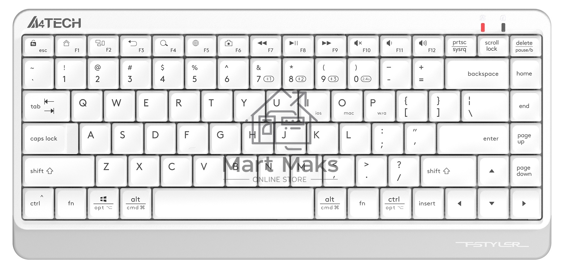 Клавиатура A4Tech Fstyler FBK11 беспроводная USB, Bluetooth/Радиоканал, белый/серый