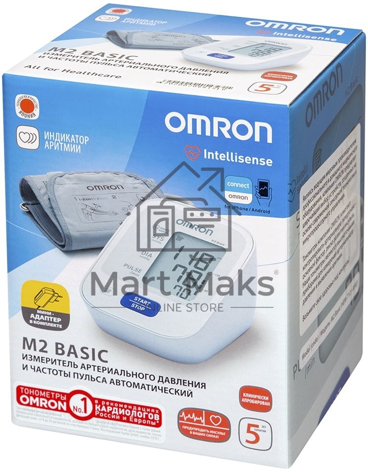 Тонометр OMRON M2 Basic (HEM-7121-ARU) с адаптером