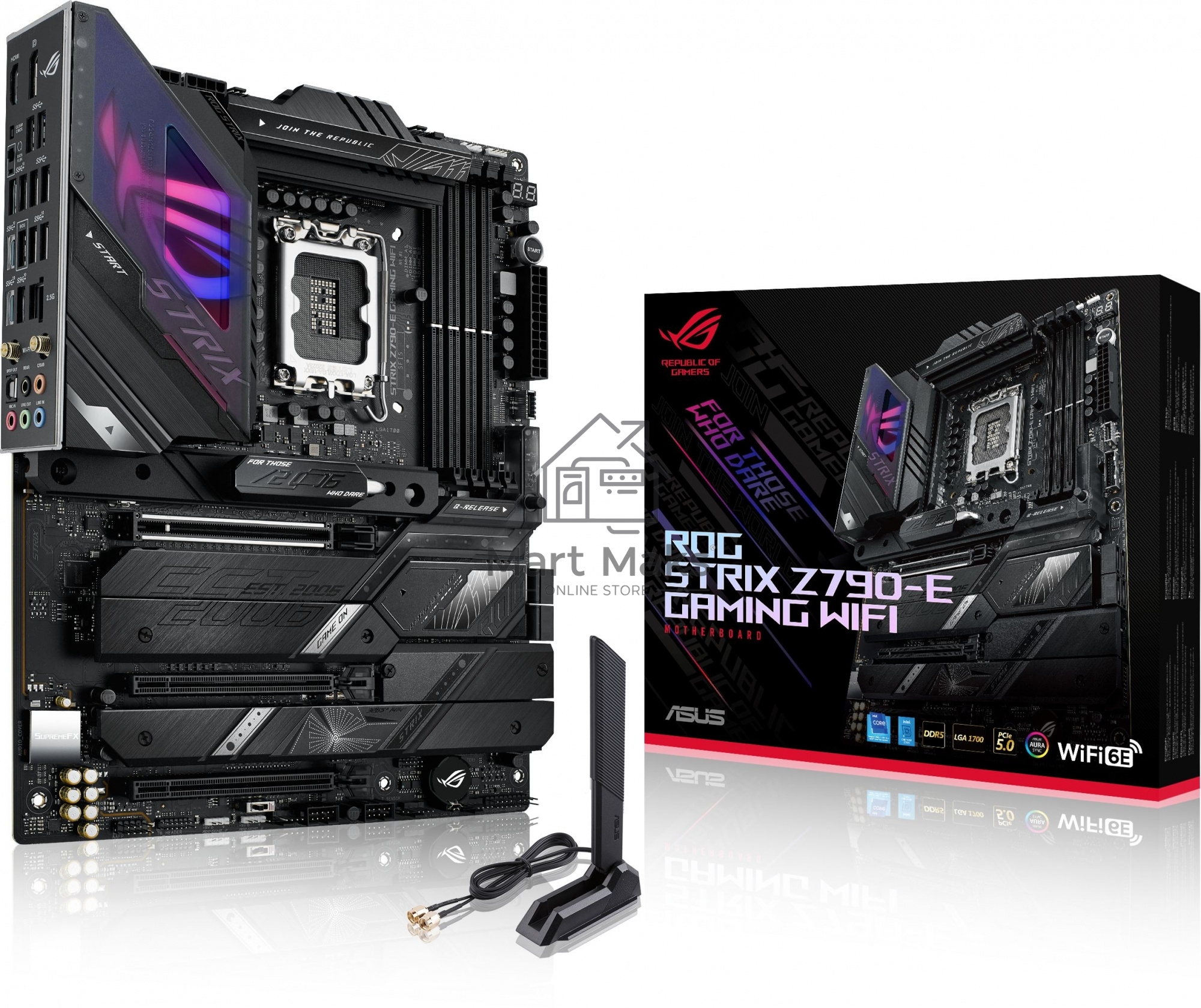 Материнская плата ASUS ROG STRIX Z790-E GAMING WIFI, LGA 1700, Intel Z790, 4xDDR5, 4xSATA, 5xM.2, 1xPCIe 5.0 x16, 2xPCIe 4.0 x4, 1xHDMI, 1xDP, 1x 2.5Gb LAN, 6xUSB-A 3.2 Gen 2, 4xUSB-A 3.2 Gen 1, 5x3.5 мм, 7.1, Standard-ATX