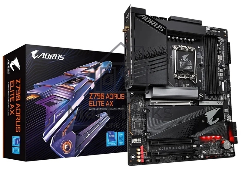 Материнская плата Gigabyte Z790 AORUS ELITE AX, LGA 1700, Intel Z790, 4xDDR5, 6xSATA, 4xM.2, 1xPCI-E 5.0 x16, 1xPCI-E 3.0 x4, 1xDP, 1xHDMI, 1x 2.5Gb LAN, 2xUSB-A 2.0, 3xUSB-A 3.2 Gen 1, 2xUSB-A 3.2 Gen 2, 1xUSB-C 3.2 Gen 2x2, 7.1, ATX