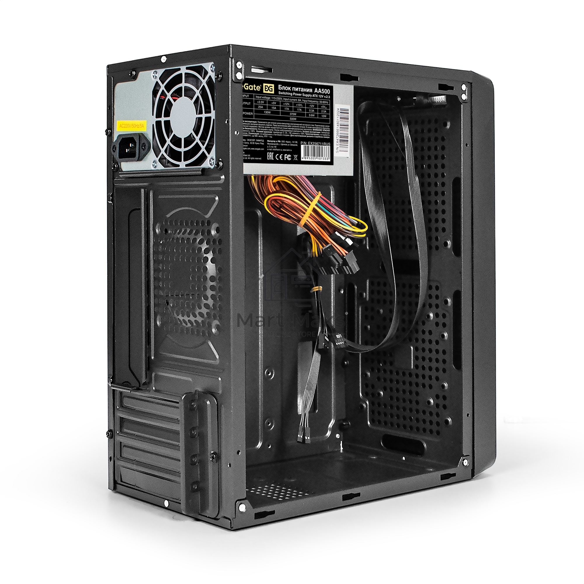 Компьютерный корпус Minitower ExeGate BAA-103-AA500 (mATX, AA500 8см, 2*USB, аудио)