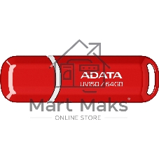 Флешка USB ADATA UV150 (AUV150-64G-RRD), 64Gb, USB 3.0, R/W 100/30, красный
