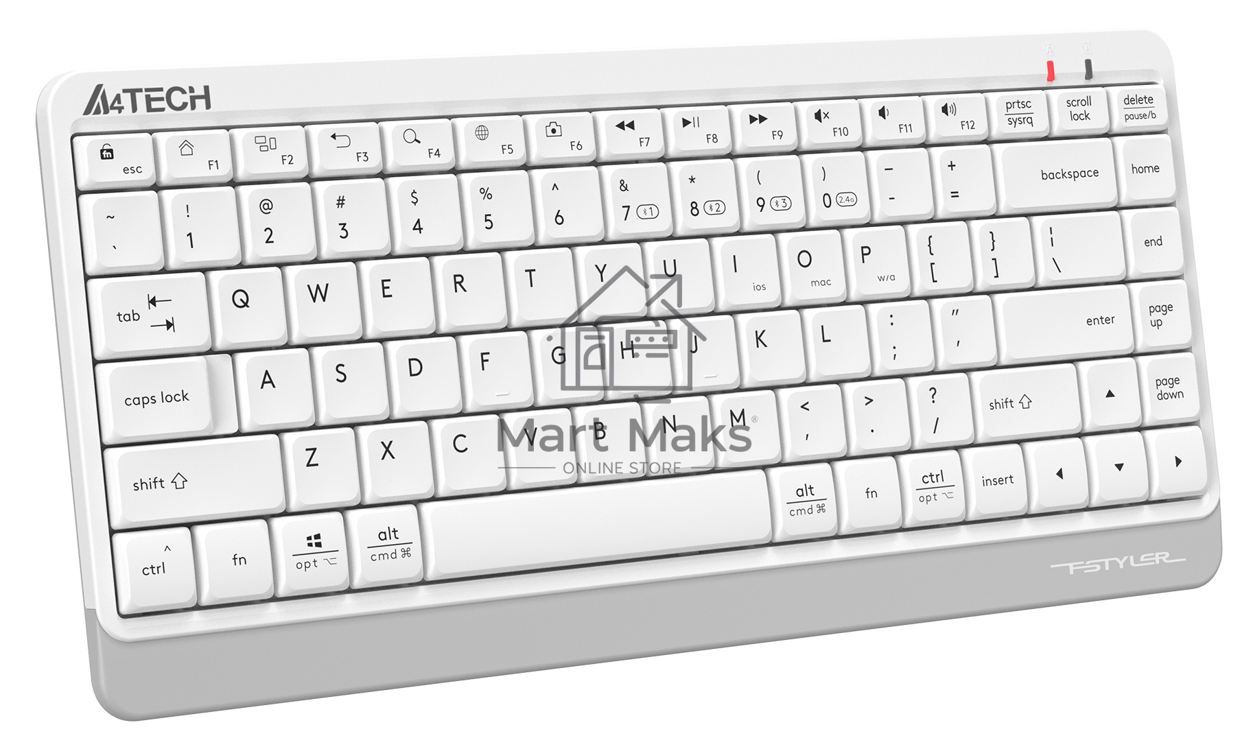 Клавиатура A4Tech Fstyler FBK11 беспроводная USB, Bluetooth/Радиоканал, белый/серый