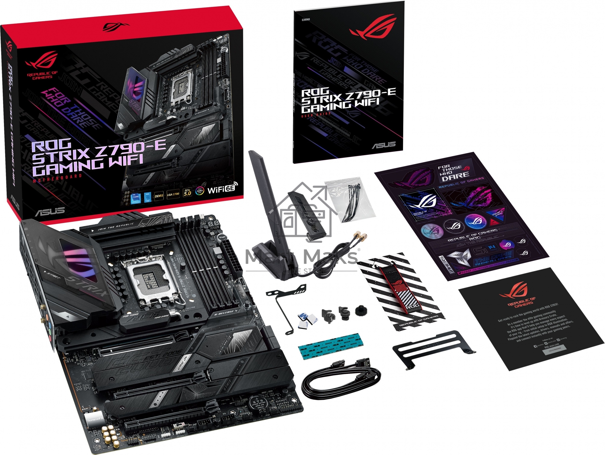 Материнская плата ASUS ROG STRIX Z790-E GAMING WIFI, LGA 1700, Intel Z790, 4xDDR5, 4xSATA, 5xM.2, 1xPCIe 5.0 x16, 2xPCIe 4.0 x4, 1xHDMI, 1xDP, 1x 2.5Gb LAN, 6xUSB-A 3.2 Gen 2, 4xUSB-A 3.2 Gen 1, 5x3.5 мм, 7.1, Standard-ATX