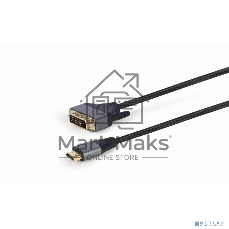 Кабель HDMI-DVI Cablexpert CC-HDMI-DVI-4K-6, 19M/19M, single link, 4K, медь, нейлоновая оплетка, метал.разъемы, 1.8м, черный, коробка