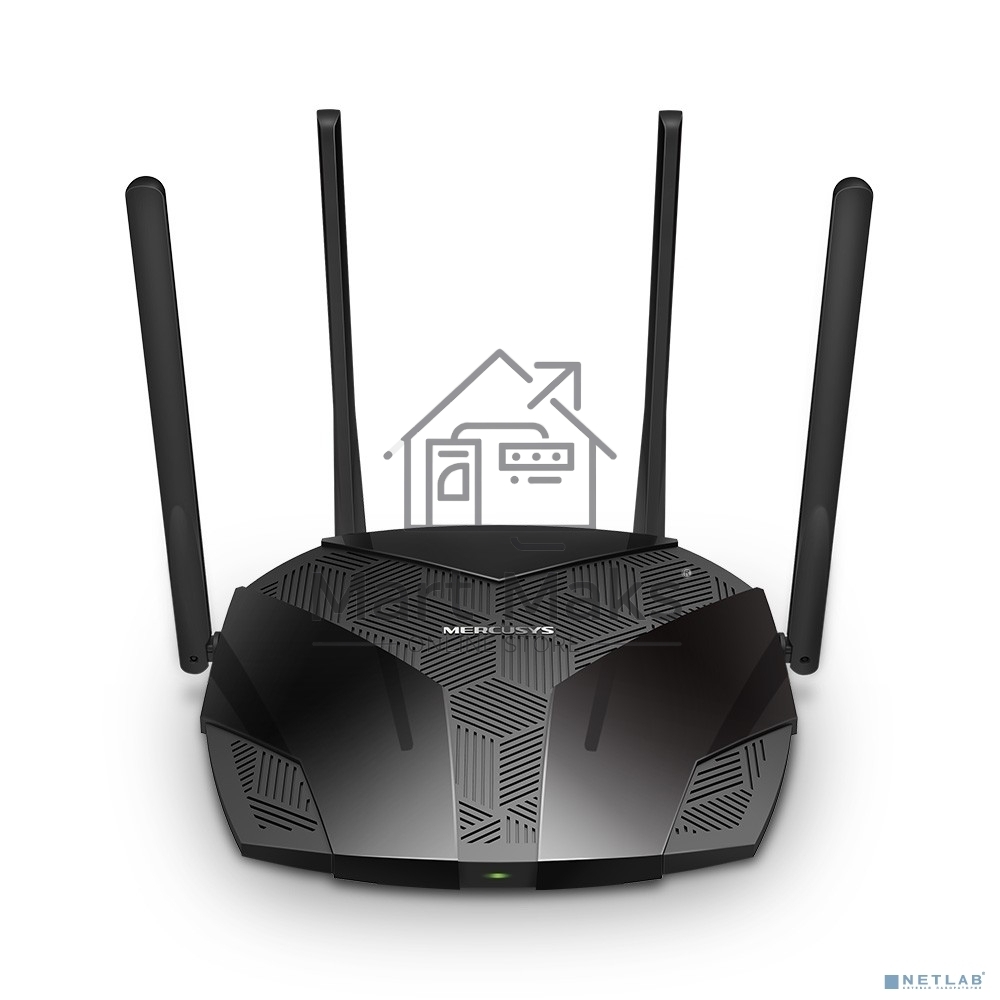 Двухдиапазонный роутер MERCUSYS AX3000 Wi-Fi 6, до 574 Мбит/с на 2,4 ГГц + до 2402 Мбит/с на 5 ГГц,4 фиксированные внешние антенны, 3 гигабитных порта LAN, 1 гигабитный порт WAN