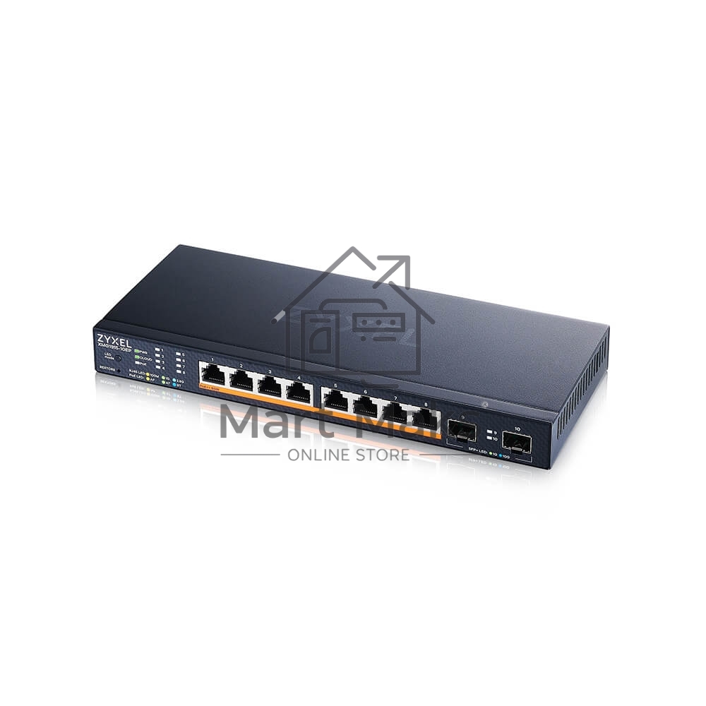 Коммутатор Zyxel XMG1915-10EP-EU0101F (L2+) 8x2.5Гбит/с 2SFP+ 8PoE++ 130W управляемый