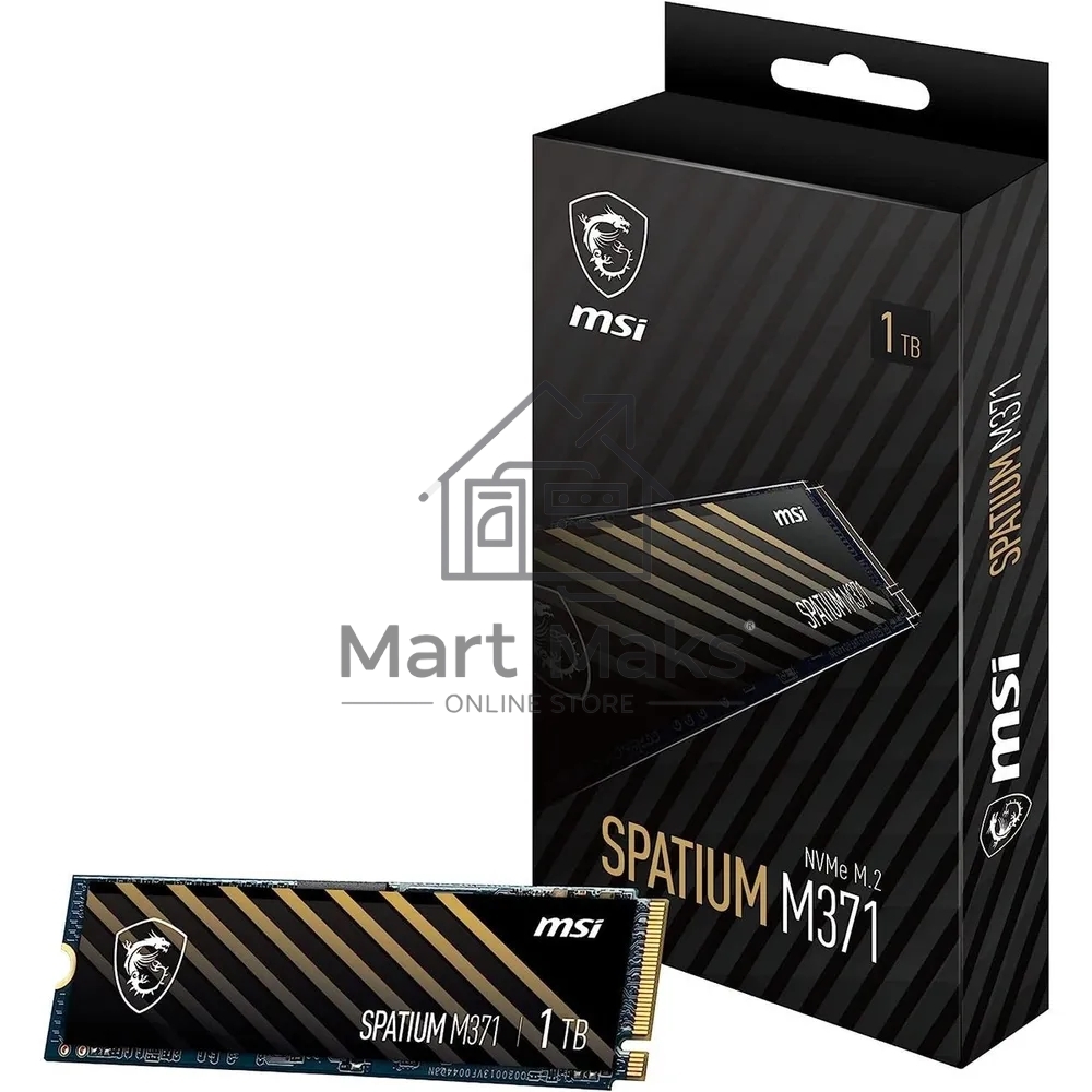 Накопитель SSD MSI Spatium M371, 1ТБ, M.2 2280, PCIe 3.0 x4, NVMe, M.2