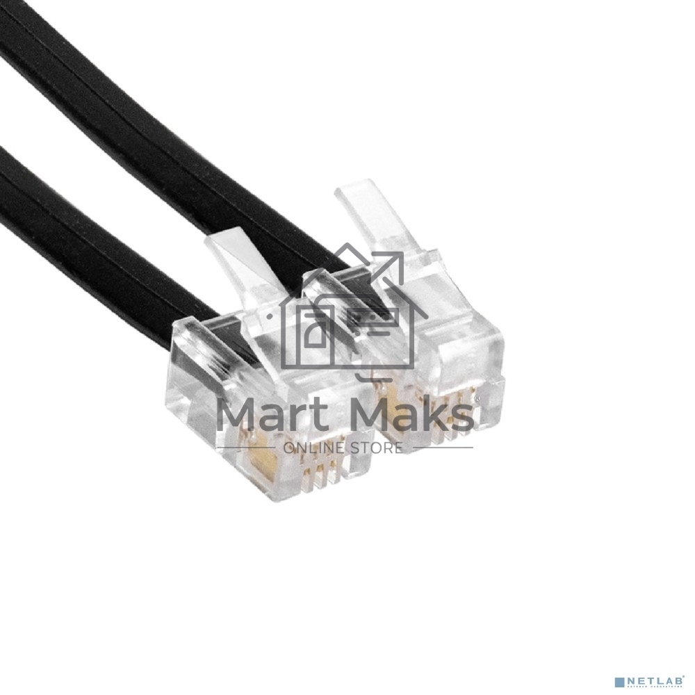 Патч-корд телефонный ExeGate TC4P4C-2M (шнур для телефонной трубки, витой, RJ-10 (4P-4C), 2м, черный)