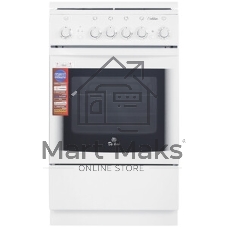 Плита газовая De Luxe 5040.33Г (КР) ЧР белый, конфорок 4 газовых, духовка 43 л, 50 см x 85 см x 50 см