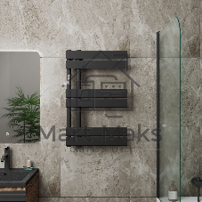 Полотенцесушитель дизайнерский электрический BAU Eastern Wind Black 80х50, подключение нижнее, черны