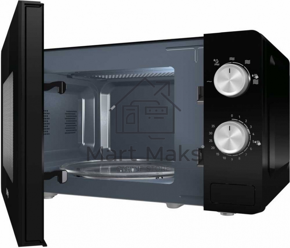 Микроволновая печь Gorenje MO20E1B черный, 20 л, 800 Вт, переключатели - поворотный механизм