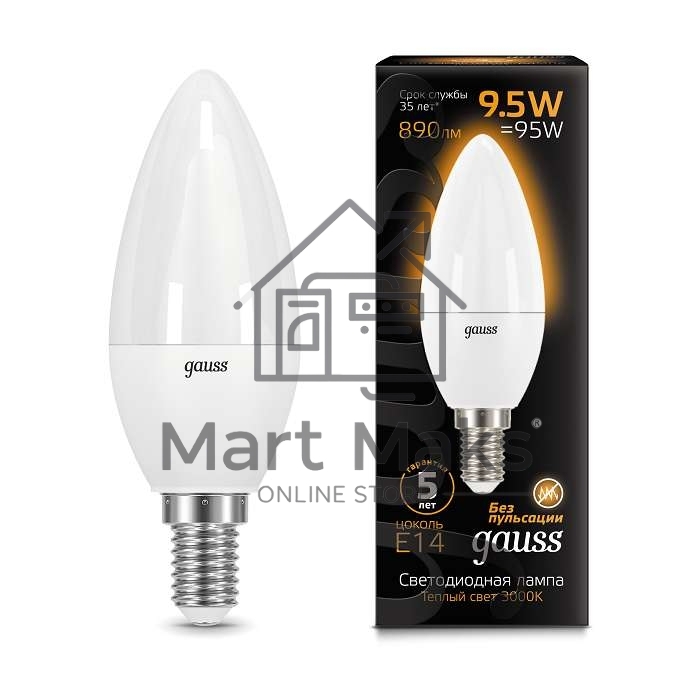 Лампа светодиодная LED Gauss Candle E14 9.5Вт 3000К