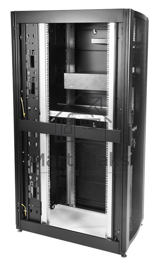 Шкаф серверныйЦМО! ПРОФ напольный 42U (800x1200) дверь перфорированная 2 шт., цвет черный, в сборе (ШТК-СП-42.8.12-44АА-9005)