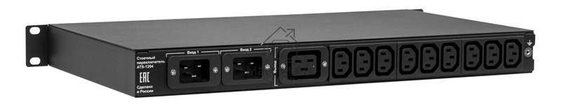 Автоматический ввод резерва ELEMY RACK ATS, 1U, 220В, 16А, OLED, Ethernet, in (2) C20, out (1) C19 (9) C13