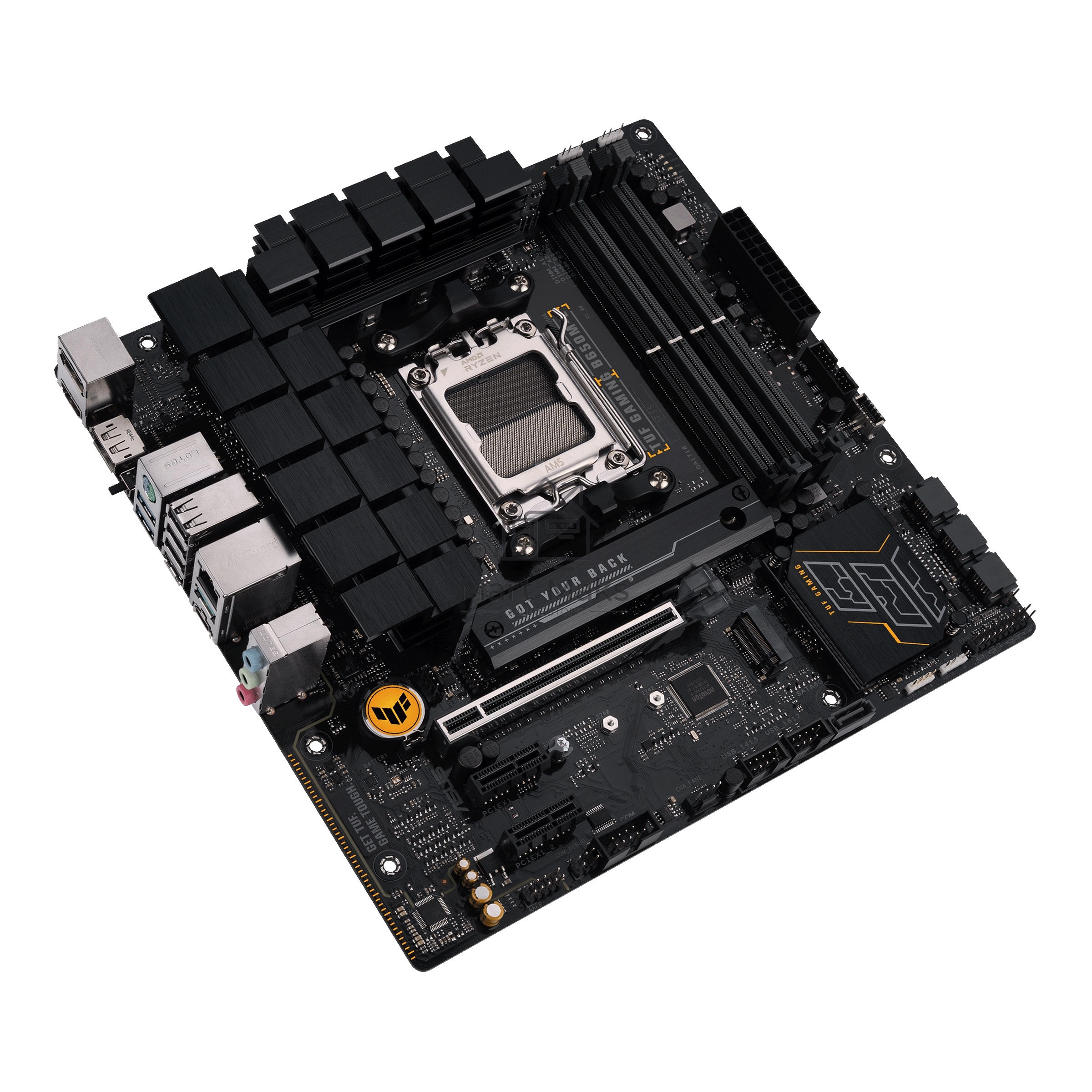 Материнская плата ASUS TUF GAMING B650M-E, AM5, AMD B650, 4xDDR5, 4xSATA, 2xM.2, 1xPCIe 4.0 x16, 2xPCIe x1, 2xDP, 1xHDMI, 1x 2.5Gb LAN, 1xUSB-A 3.2 Gen 2, 2xUSB-A 3.2 Gen 1, 4xUSB 2.0, 1xUSB-C 3.2 Gen 2, 3x3.5 мм, 7.1, mATX
