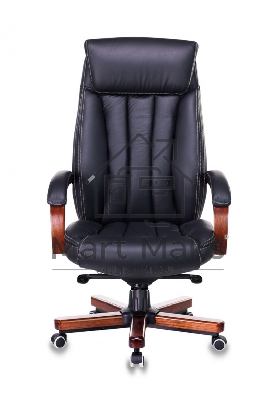 Кресло руководителя Бюрократ T-9922WALNUT/BLACK черный, кожа, крестовина дерево