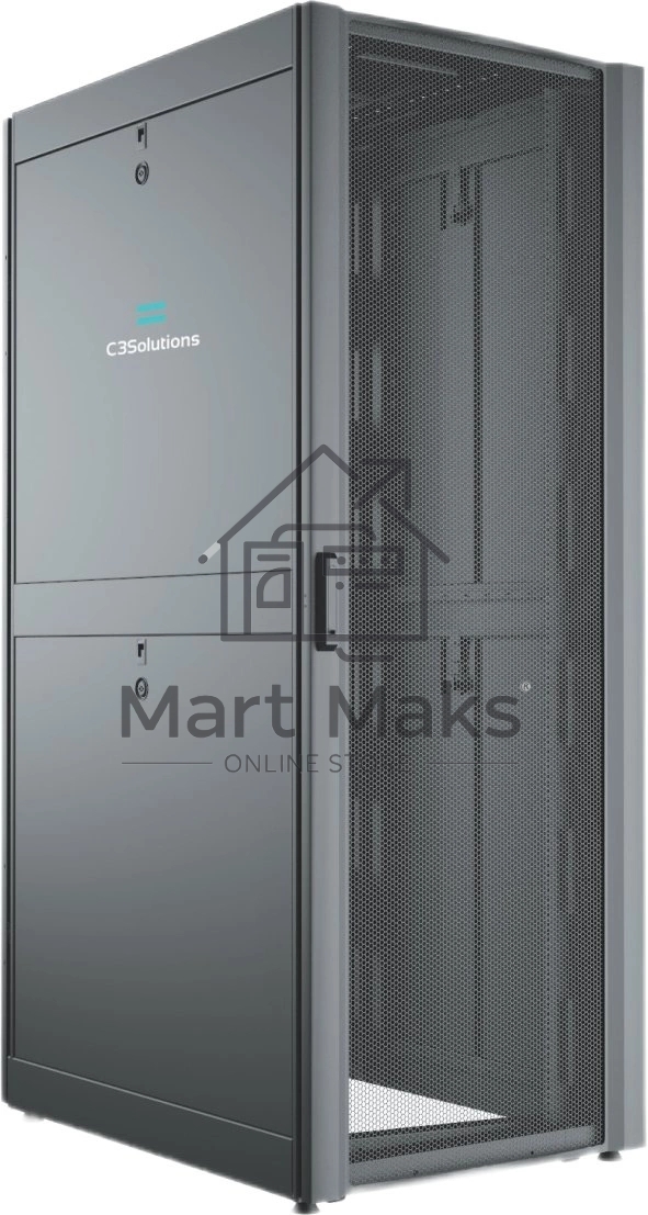 Шкаф серверный C3 Solutions (C3.RF2401) напольный 24U 600x1050мм пер.дв.перфор. 2 бок.пан. направл.под закл.гайки 1500кг черный 1182мм металл