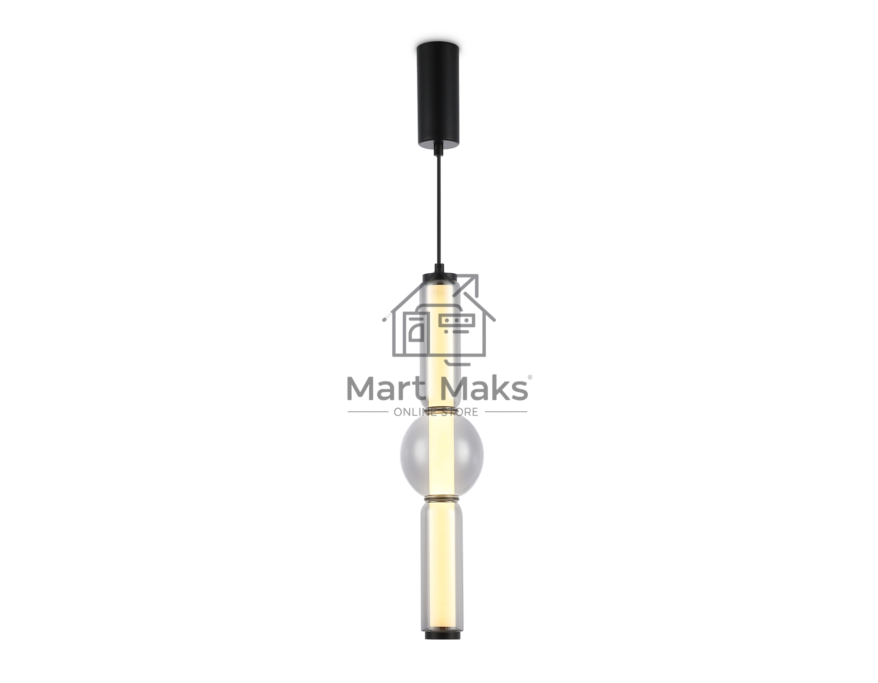 Подвесной светодиодный светильник Ambrella light LH11023 BK/SM черный/дымчатый 17W 3000K D120*520