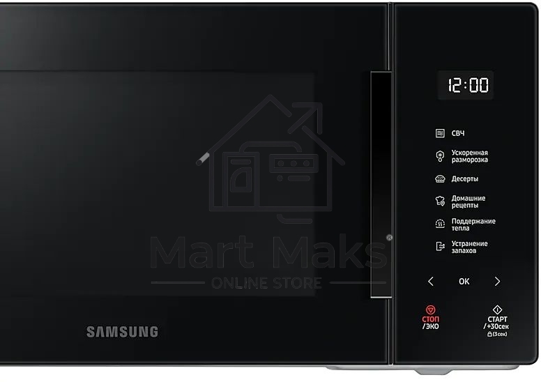 Микроволновая печь Samsung MS23T5018AK/BW черный, 23 л, 800 Вт, переключатели - сенсор