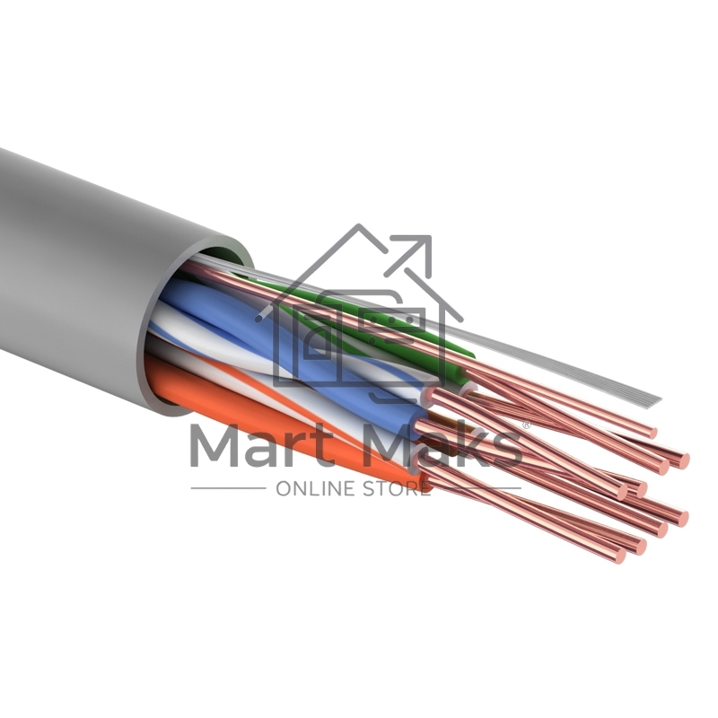 Кабель витая пара Rexant LIGHT U/UTP, категория 5e, ZH нг(А)-HF, 4PR, 24AWG, внутренний, серый, 305 м