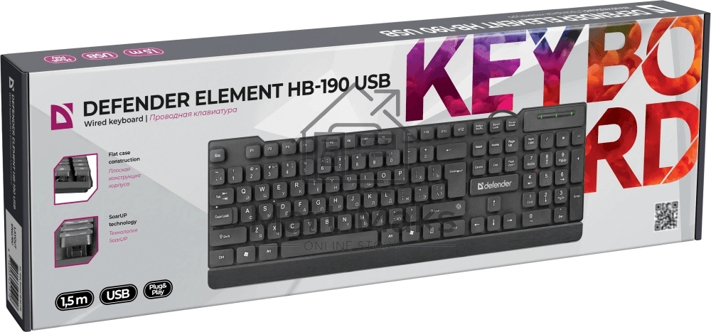 Клавиатура Defender Element HB-190 проводная, USB, черный