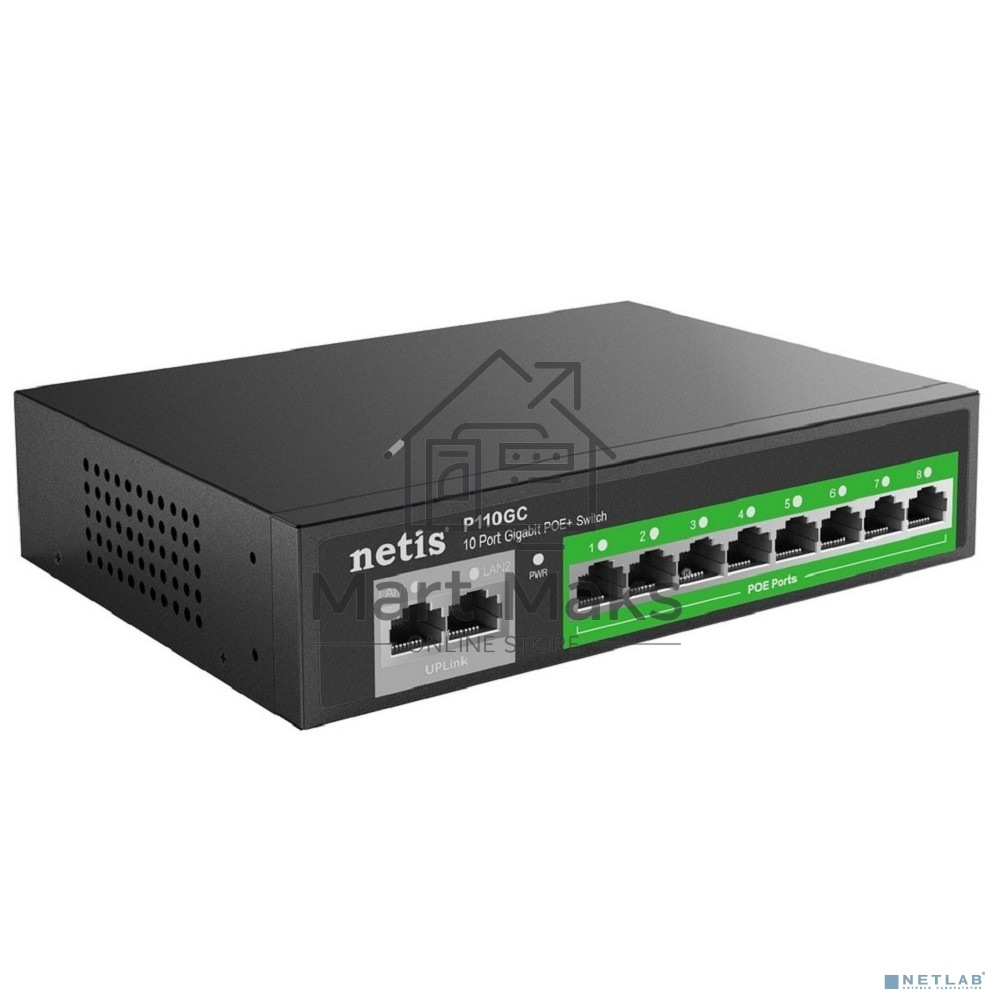 Коммутатор 10PORT NETIS P110GC 10/100/1000M 8POE+2XGE