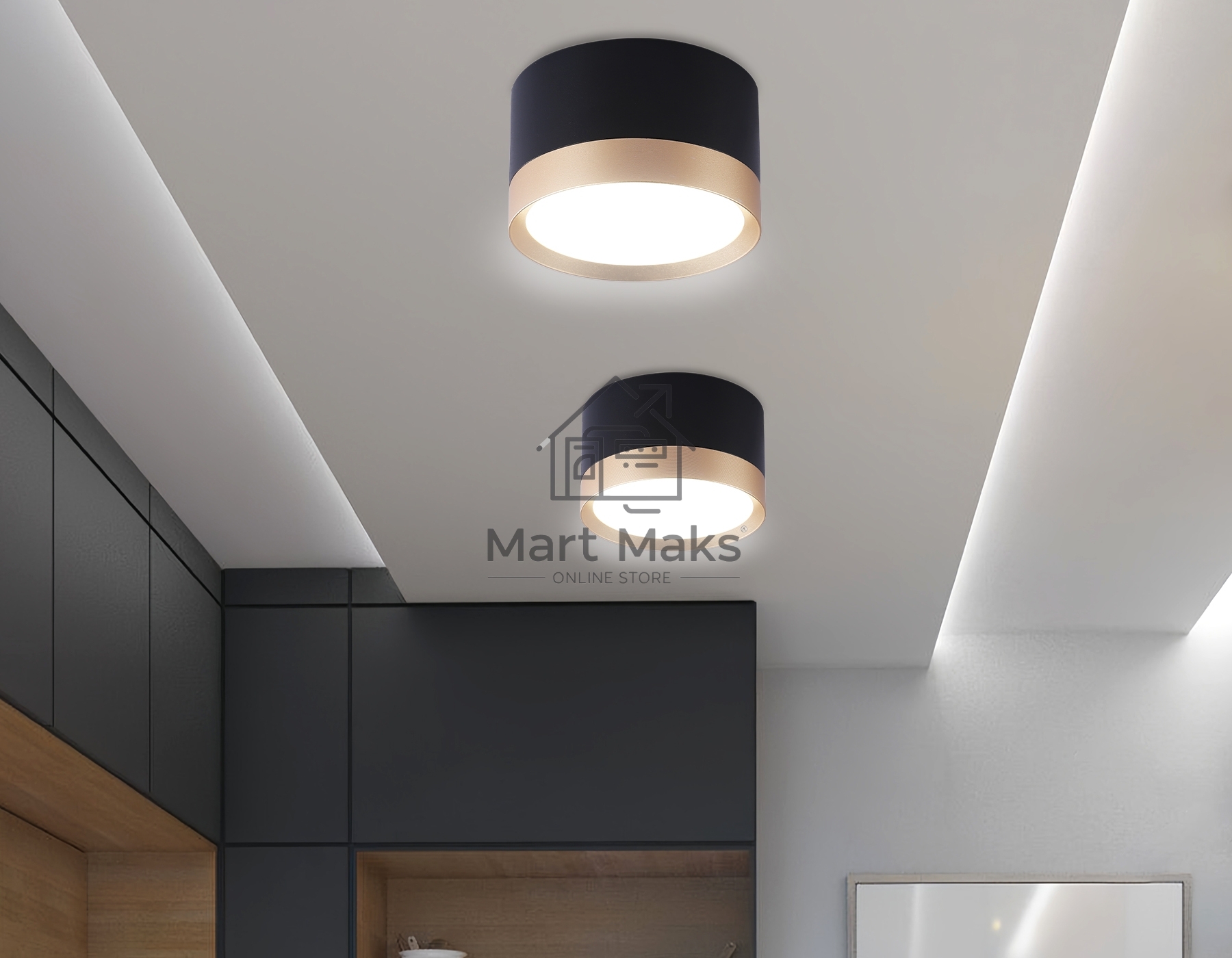 Светильник Ambrella light TN52359 BK/GD черный/золото GX53 max 12W D82*50
