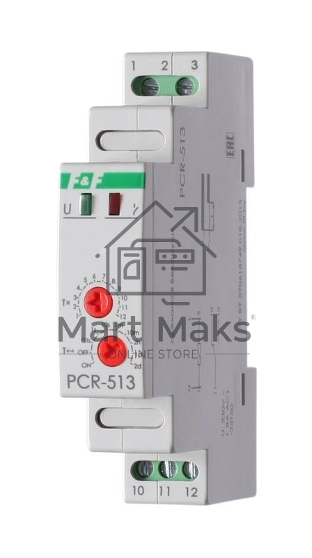 Реле времени PCR-513 (задержка вкл. 230В 8А 1перекл. IP20 монтаж на DIN-рейке) F&F EA02.001.003