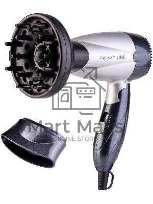Фен Galaxy Line GL 4305 серебристый/черный, 1400 Вт, компактный