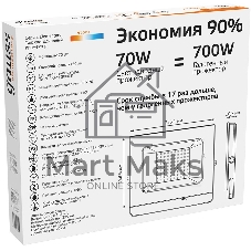 Прожектор светодиодный GAUSS 613527170 LED 70W 4450lm IP65 3000К черный 1/24